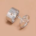 Ensemble de bagues argentées minimalistes avec serrure et clé en forme de cœur réglable - Bague de couple / Style Clé Coeur Argent (WR560)