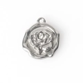 Colgante redondo de acero inoxidable plateado con relieve de rosa estilo vintage - Relieve de Rosa (1#) / Plateado