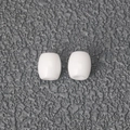 Two white oval ceramic cylinder beads for DIY jewelry making with smooth glossy finish - BC-0152 White