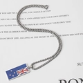 Collana con pendente bandiera Nuova Zelanda in smalto blu su catena in acciaio - Ciondolo Con Catena Corta