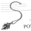 Vintage roestvrijstalen schedelhanger ketting met een gepolijste ronde kralenketting - Hanger Met Korte Ketting