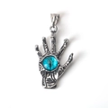 Colgante garra gótica plateada con ojo azul para bisutería de acero inoxidable personalizada - Solo Colgante (Sin Cadena)