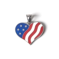 Heart-shaped stainless steel pendant with American flag pattern for jewelry making - Pendant Only (Without Chain)