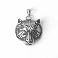 Gotischer Tigerkopf-Anhänger aus silberfarbenem Edelstahl mit feiner Gravur - Nur Anhänger (Ohne Kette)