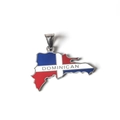 Colgante mapa República Dominicana colores bandera con grabado para collares DIY - Colgante Individual (Sin Cadena)