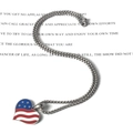 Stainless steel heart pendant necklace featuring American flag design on box chain - Pendant With Chain / Chain Width 3mm Length 50cm