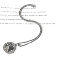 Round stainless steel pyramid pendant necklace with Greek key pattern and box chain - Pendant With Chain (Short)