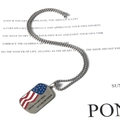 Collana con piastrina in acciaio argento con bandiera USA e incisione patriottica - Ciondolo Con Catena / 3mmx50cm