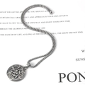 Pendentif noeud celtique irlandais en acier inoxydable avec chaîne vénitienne argentée - Pendentif Avec Chaîne Largeur 3mm Longueur 50cm