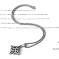 Silver stainless steel Celtic knot necklace with cross pendant and beaded metal chain - Pendant With Chain Width 3mm Length 50cm