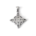 Silver stainless steel Celtic knot pendant necklace featuring an intricate star design - Pendant Only (No Chain)