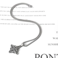 Vintage stainless steel Celtic knot square pendant on a classic box chain - Pendant With Chain Width 3mm Length 50cm