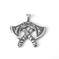 Vintage ασημένιο μενταγιόν Viking με διπλό τσεκούρι και περίπλοκη σκαλιστή λεπτομέρεια - Μόνο Μενταγιόν (Χωρίς Αλυσίδα)