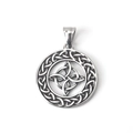 Vintage stainless steel Celtic witch knot circular pendant in antique silver finish - Pendant Only (No Chain)