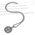 Vintage silver stainless steel necklace with Celtic Witch Knot pendant on a square pearl chain - Pendant With Chain Width 3mm Length 50cm