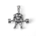 Silver stainless steel muscular weightlifting pendant for fitness enthusiasts - Pendant Only (No Chain)