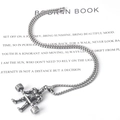 Silver stainless steel bodybuilder dumbbell pendant necklace with sleek box chain - Pendant With Chain 3mm 50cm