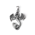 Pendentif dragon vintage en acier inoxydable argent mat avec ailes détaillées - Pendentif Seul (Sans Chaîne)