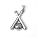 Pendentif en acier inoxydable avec deux battes de baseball et balle pour collier - Pendentif Seul (Sans Chaîne)