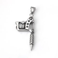 Ciondolo per macchina da tatuaggio in acciaio inossidabile argento punk per moda hip hop - Solo Ciondolo (Senza Catena)