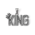 Ciondolo lettera KING in argento lucido con corona e trama a punti neri su fondo bianco - Solo Ciondolo (Senza Catena)