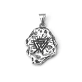 Ciondolo valknut in acciaio inossidabile argento con trama lavica e simbolo a triangolo - Solo Ciondolo (Senza Catena)