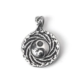Pendente yin yang vintage in acciaio inossidabile con dettagli in rilievo argentati - Solo Ciondolo (Senza Catena)