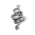Hip hop style silver stainless steel snake pendant with detailed scales and S-curve design - Single Pendant (Chain Not Included)