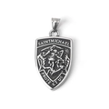 Vintage stainless steel Saint Michael shield pendant necklace in retro silver finish - Pendant Only (No Chain) / Silver