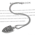 Religious Saint Michael shield pendant necklace in silver stainless steel round box chain - 50cm Chain Length / Silver
