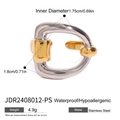 Bague fer à cheval étanche en acier inoxydable bicolore avec placage en or 18k - Style Fer à Cheval(JDR2408012-PS)