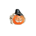 Spilla zucca di Halloween vintage con cappello da strega nero e smalto arancio - Arancione Oro