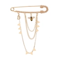 Elegante spilla dorata con perle, ciondolo a ape e graziose catenelle a frangia - Stile Nappina Alfabeto Ape (Oro KC Chiaro)
