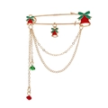 Broche de Noël avec cloches rouges, nœuds verts et pompons dorés sur fond blanc - Rouge Vert Or KC