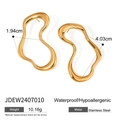 Waterproof gold irregular wave stainless steel earrings for women with detailed dimensions - Irregular Wave Style (JDEW2407010-S) / Gold