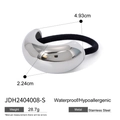 Gepolijste zilveren roestvrijstalen haarring met elastische band en gestroomlijnde metalen manchet - Zilveren Spiegelboog Stijl (JDH2404008-S)