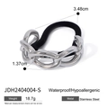Zilveren roestvrijstalen U-vormige ketting haarelastiek met zwart elastisch koord - Zilveren Ketting Decoratieve Stijl (JDH2404004-S)