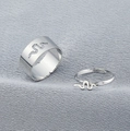 Set di anelli di coppia geometrici in argento con motivo ondulato elegante per uomo e donna - Anello di coppia / Stile Serpente Argento (WR491)