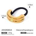 Gepolijste 18k gouden U-vormige roestvrijstalen haarelastiek met zwart elastisch koord - Gouden U-vormige Gladde Stijl (JDH2404014)