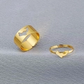 Anelli di coppia geometrici dorati con motivi a delfino, misura regolabile per innamorati - Anello di coppia / Stile Delfino Oro (WR597)