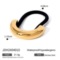 Gepolijste 18k vergulde roestvrijstalen U-vormige haarelastiek met zwart elastiek - Gouden Dikke Boog Stijl (JDH2404010)