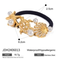 Coletero de acero inoxidable dorado con dijes de estrella de mar, concha y perlas - Estilo Estrella de Mar Concha Perla (JDH2406013)