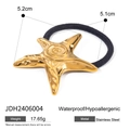 Gouden zeester haarelastiek van roestvrij staal met zwart elastiek dames - Gouden Spiraal Zeester Stijl (JDH2406004)