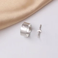 Set di anelli geometrici a luna con finitura argento lucido per donna - Anello di coppia / Stile Luna Argento (WR625)