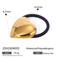 Waterbestendig roestvrijstalen haarelastiek met een gouden hart van 4,21 cm - Gouden Minimalistische Hartstijl (JDH2404003)