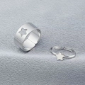 Set di anelli di coppia stella in argento con design a stella vuota e solida regolabile - Anello di coppia / Stile Stella Argento (WR626)