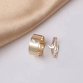 Set di due eleganti anelli d'oro con luna, design traforato e stile minimalista aperto - Anello di coppia / Stile Luna Oro (WR625)