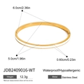 Waterproof gold stainless steel bangle with white inlay and precise dimensions - White Style (JDB2409016-WT)