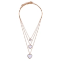 Three-layer gold necklace set featuring stacked heart pendants with white enamel and crystals - Gold Necklace (White Heart Pendant) / White