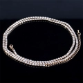 Elegant gold double-layered bikini body chain with shimmering white rhinestones - Gold-White